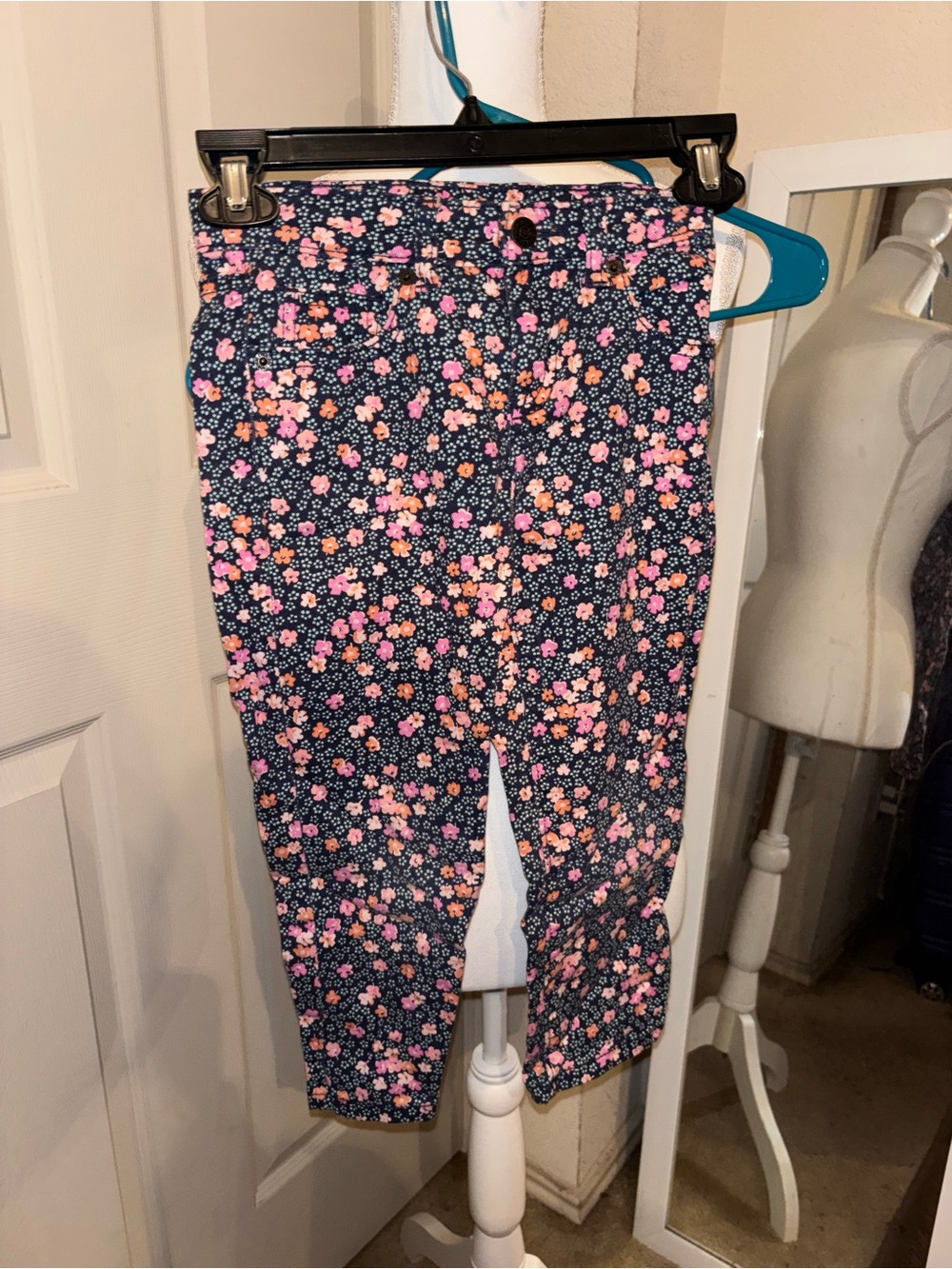 Cherokee Navy Leggings with Pink & Orange Floral Print